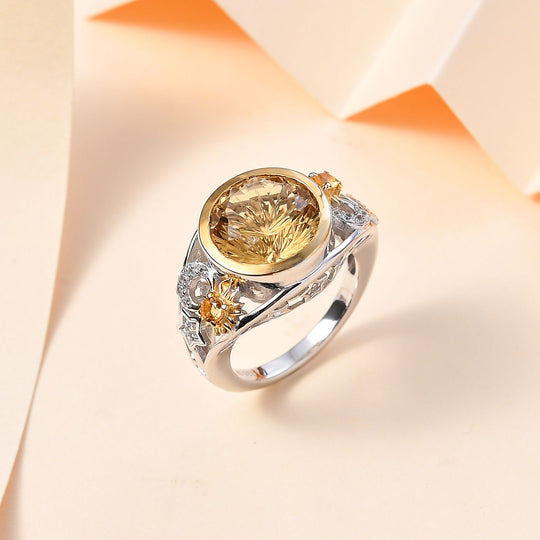 GP Celestial Dream Kollektion - Citrin Ring, 925 Silber (Größe 18.00), ca. 8.34 ct