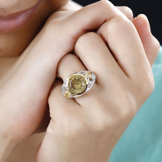 GP Celestial Dream Kollektion - Citrin Ring, 925 Silber (Größe 18.00), ca. 8.34 ct