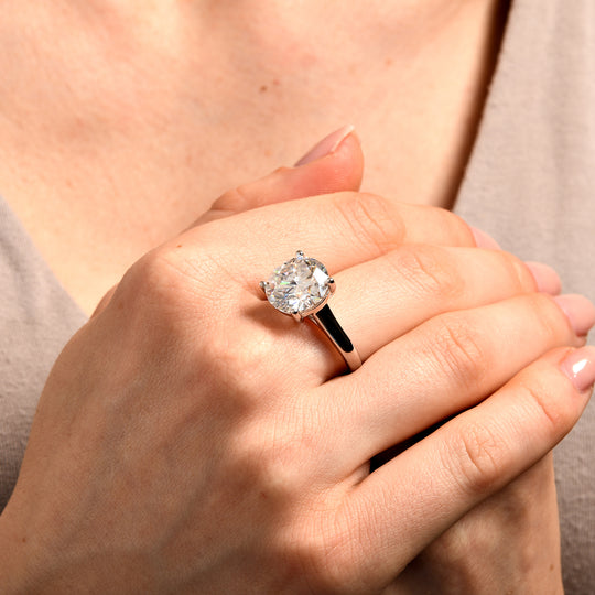 Moissanit Ring, 925 Silber rhodiniert (Größe 16.00) ca. 6.00 ct
