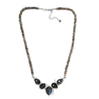 AAA Labradorit Halskette ca. 45 cm 925 Silber platiniert ca. 92.02 ct