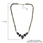 AAA Labradorit Halskette ca. 45 cm 925 Silber platiniert ca. 92.02 ct
