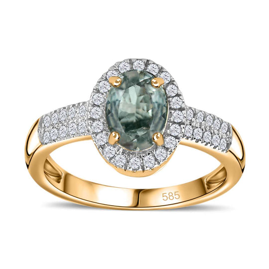 AAA Alexandrit, Weißer Diamant Ring, 585 Gold , ca. 1.28 ct