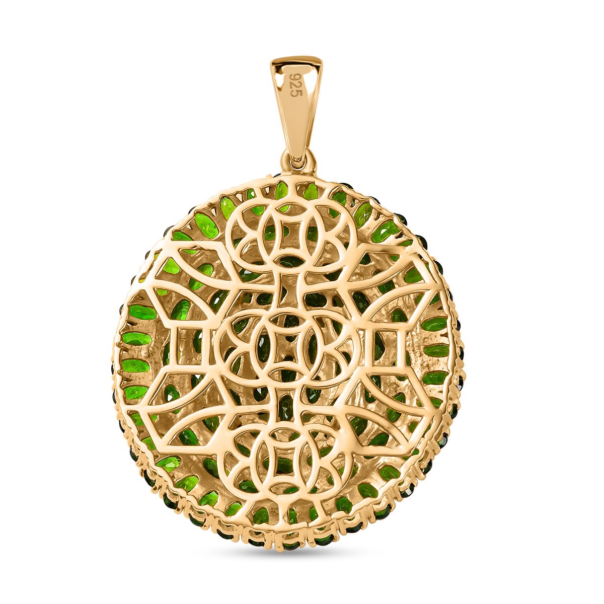 Natürlicher Chromdiopsid Anhänger 925 Silber 750 Gelbgold Vermeil ca. 20,91 ct.