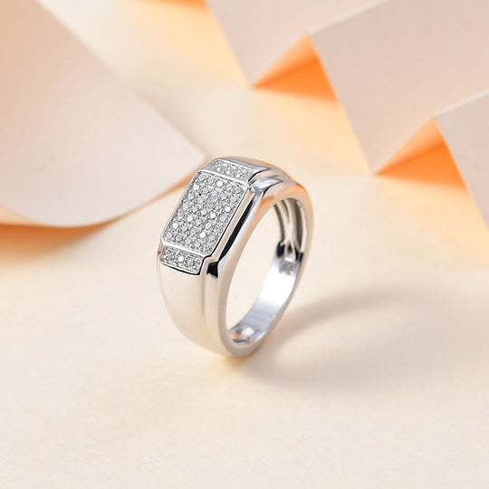 Moissanit Ring 925 Silber vergoldet (Größe 18.00) ca. 0,41 ct