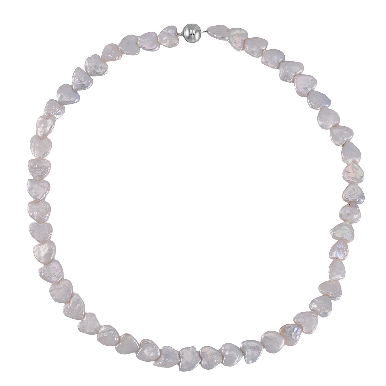 Weiße Keshi Perle (11-12mm) Halskette, 50cm, 925 Silber rhodiniert