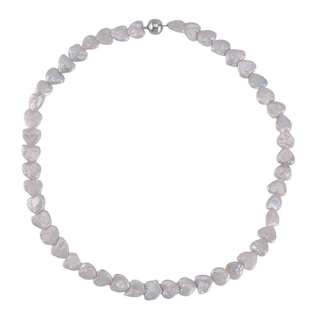 Weiße Keshi Perle (11-12 mm) Halskette ca. 50 cm 925 Silber rhodiniert