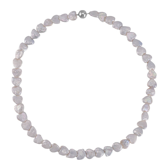 Weiße Keshi Perle (11-12 mm) Halskette ca. 50 cm 925 Silber rhodiniert