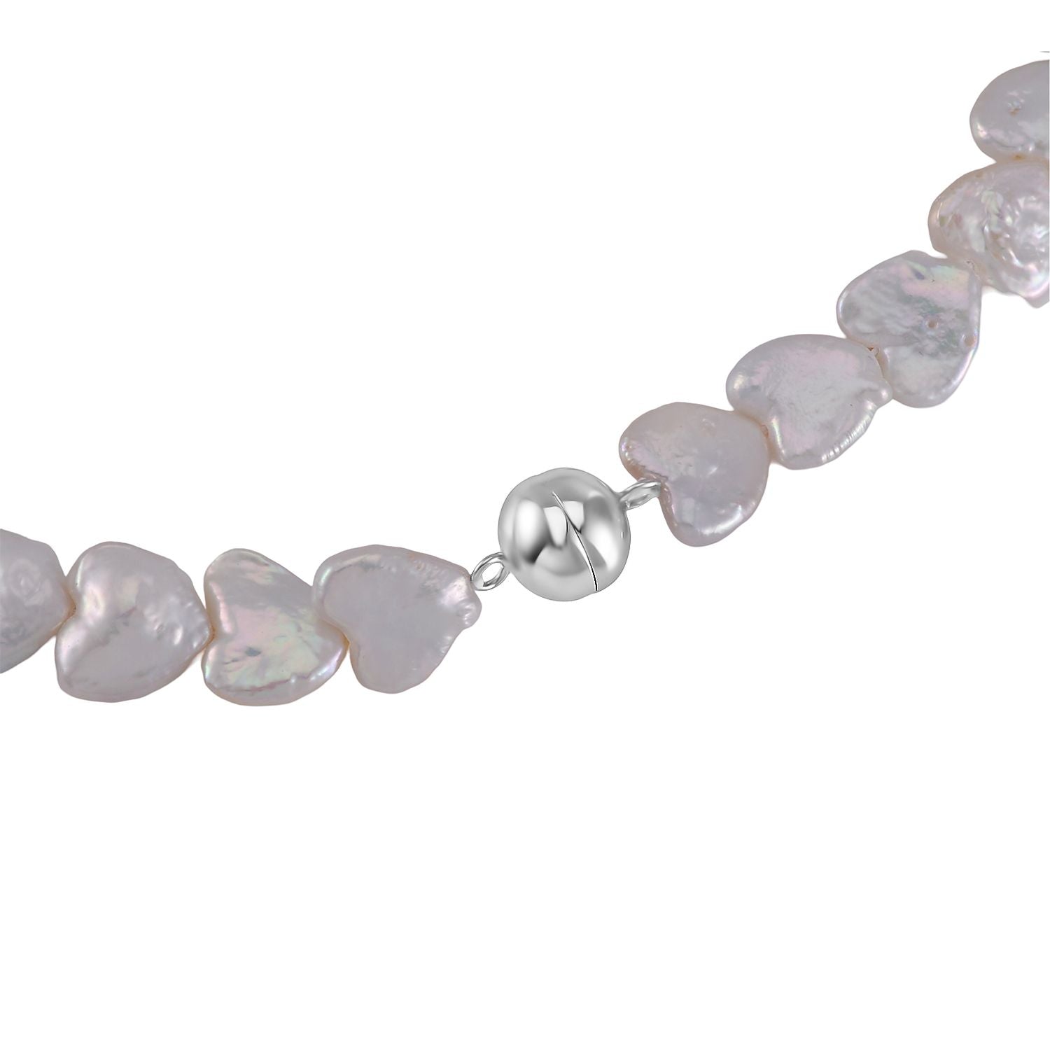 Weiße Keshi Perle (11-12mm) Halskette, 50cm, 925 Silber rhodiniert