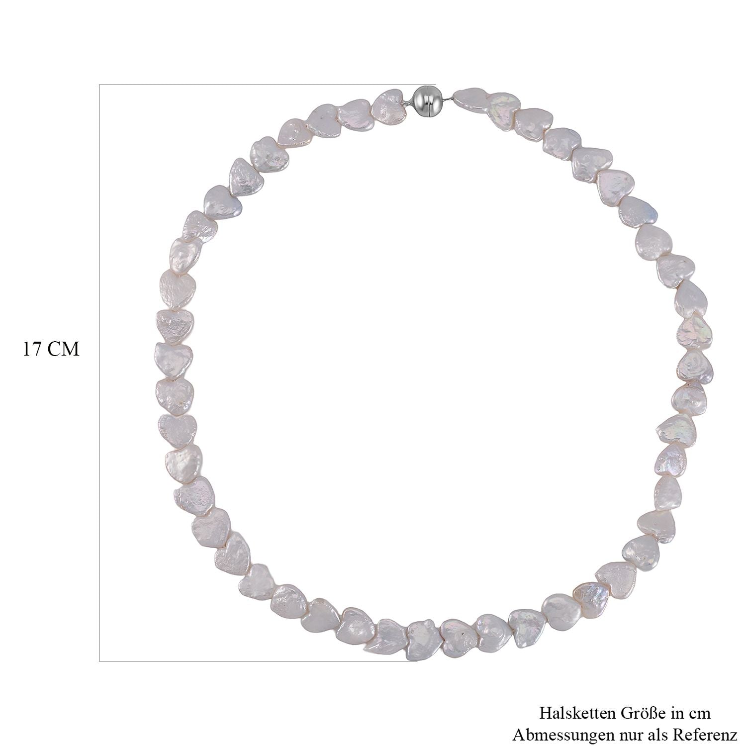 Weiße Keshi Perle (11-12mm) Halskette, 50cm, 925 Silber rhodiniert
