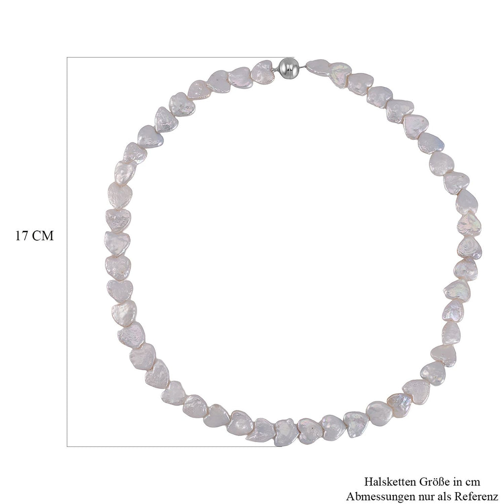 Weiße Keshi Perle (11-12 mm) Halskette ca. 50 cm 925 Silber rhodiniert