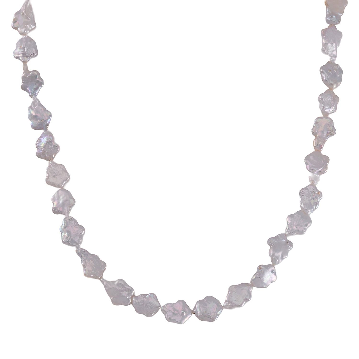 Weiße Keshi Perle Halskette ca. 50 cm 925 Silber rhodiniert