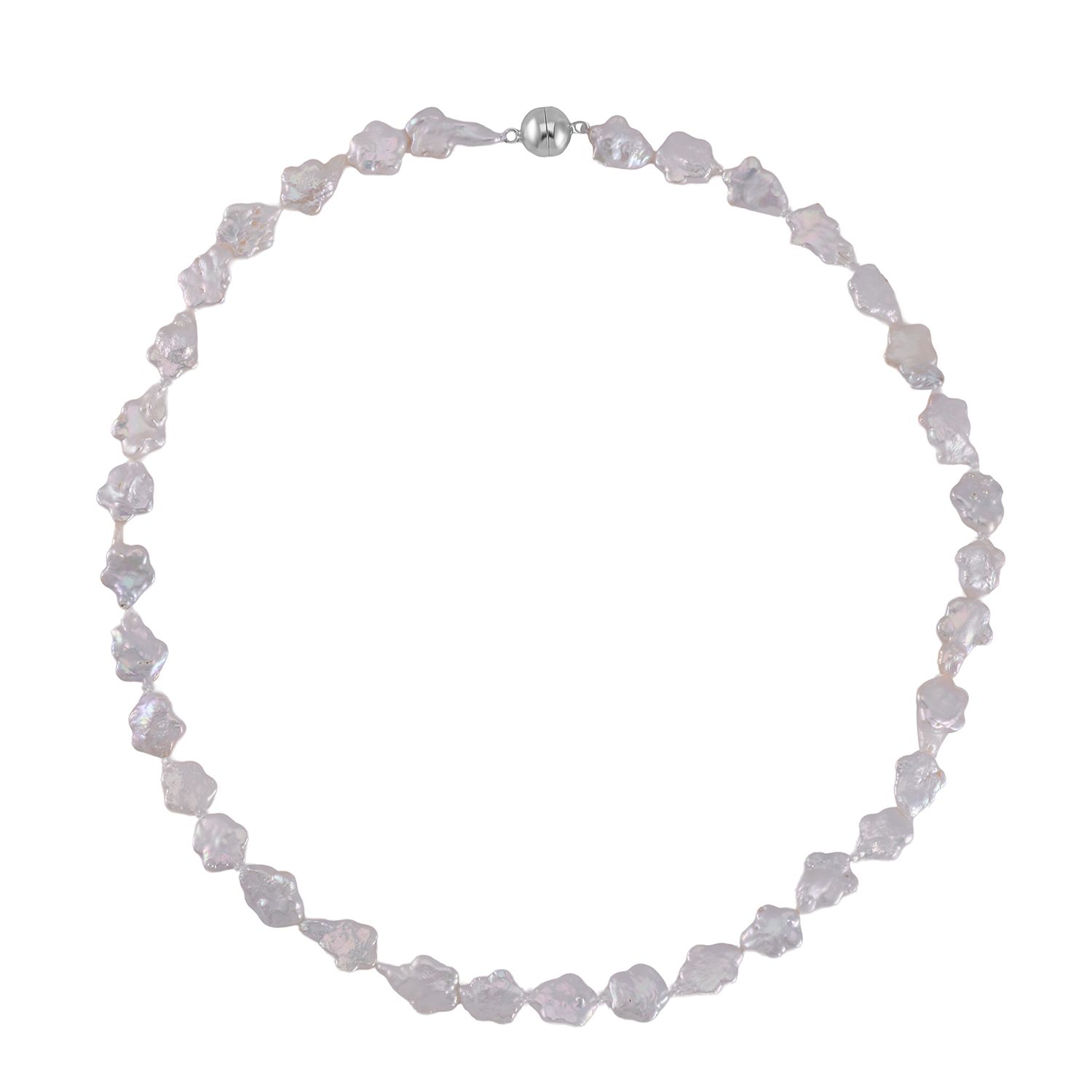 Weiße Keshi Perle Halskette ca. 50 cm 925 Silber rhodiniert