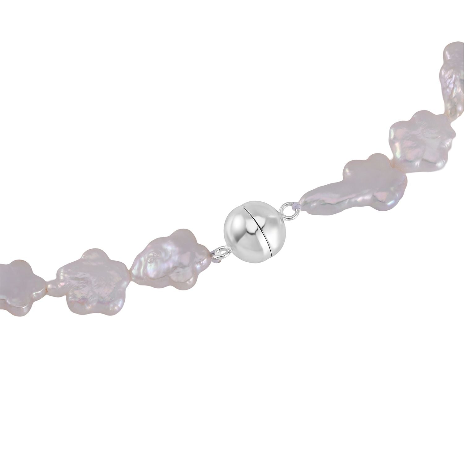 Weiße Keshi Perle Halskette ca. 50 cm 925 Silber rhodiniert