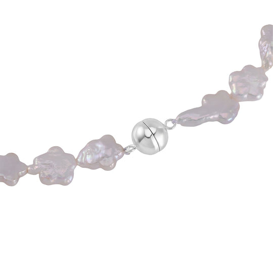 Weiße Keshi Perle Halskette ca. 50 cm 925 Silber rhodiniert