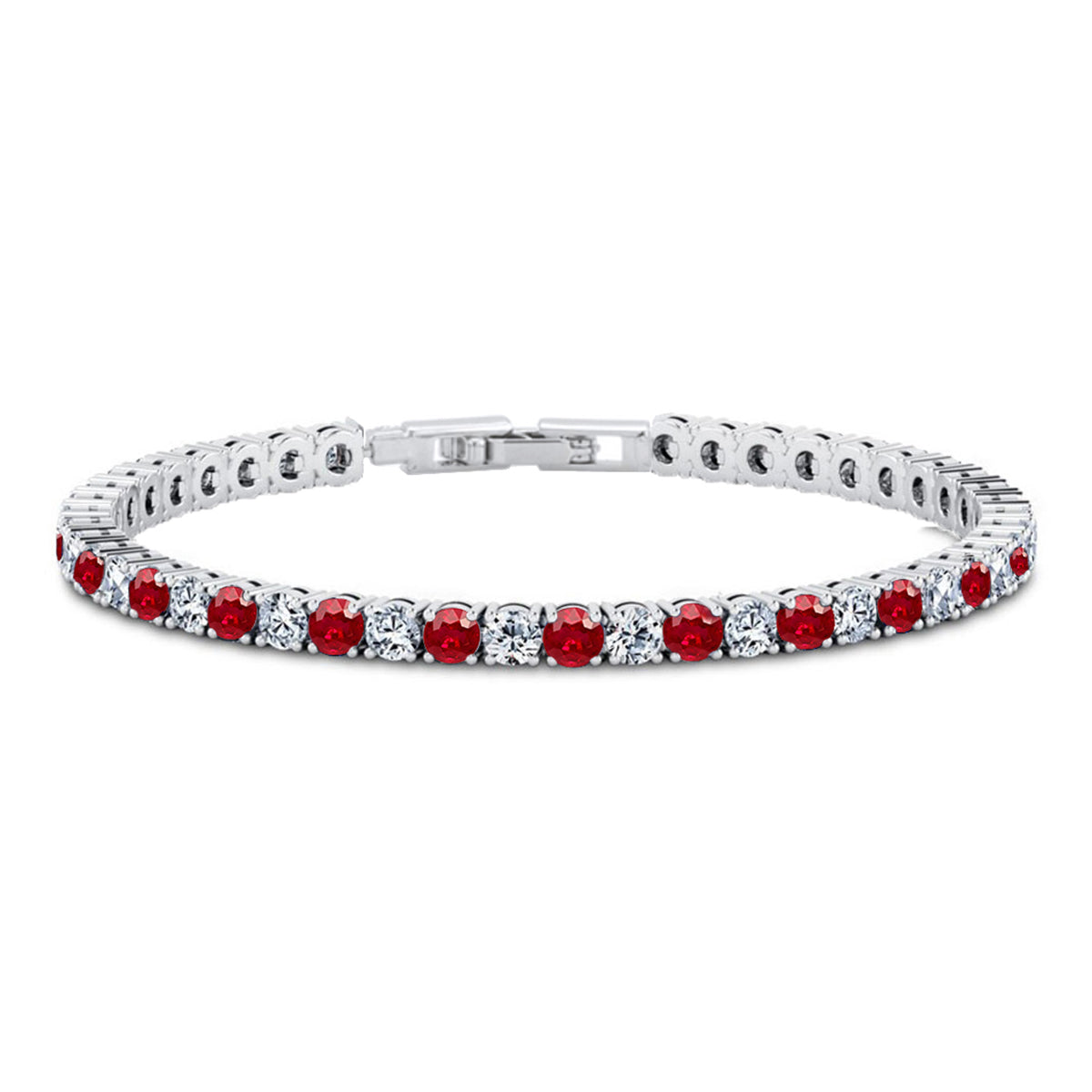 AAA Rubin Zirkonia, Zirkonia Armband ca. 19 cm Messing rhodiniert