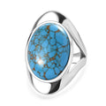 Blauer Türkis Ring, 316L Edelstahl (Größe 18.00) ca. 12.14 ct