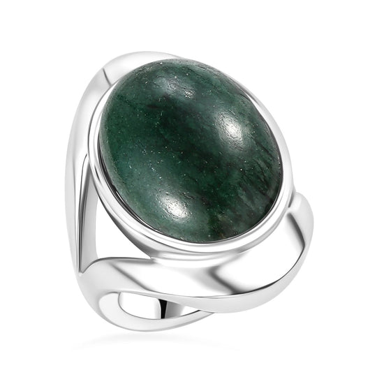 Grüner Aventurin Ring Edelstahl ca. 33,63 ct