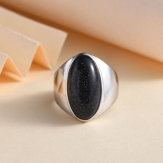 Blauer Sandstein Ring Edelstahl ca. 9,66 ct