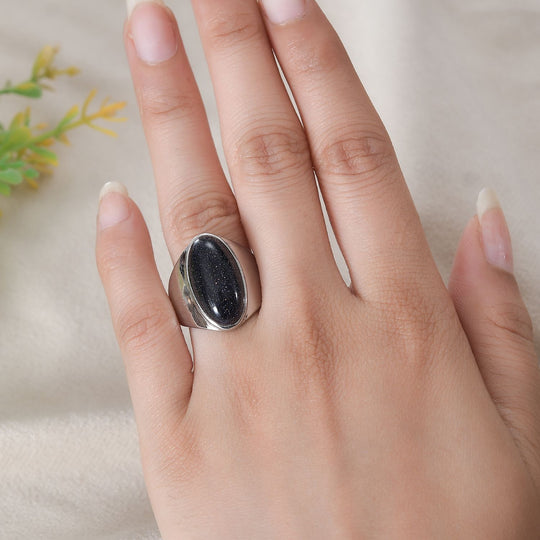 Blauer Sandstein Ring Edelstahl ca. 9,66 ct