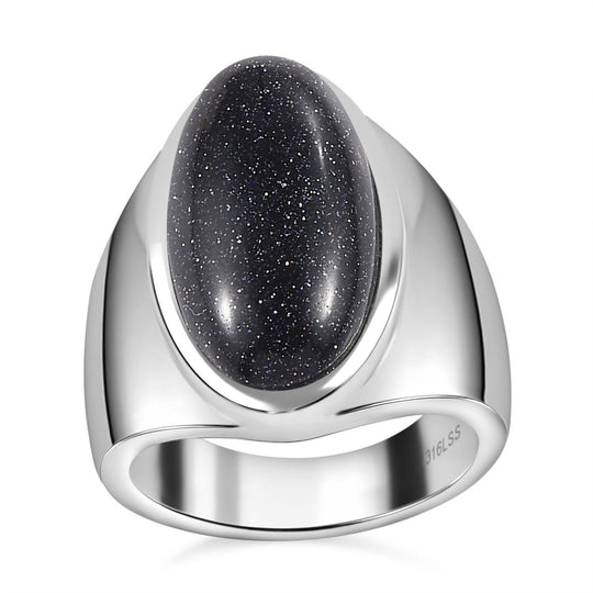 Blauer Sandstein Ring Edelstahl ca. 9,66 ct