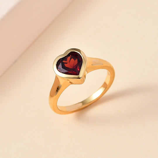 Natürlicher Mosambik Granat Ring, 925 Silber 750 Gelbgold Vermeil ca. 2.11 ct