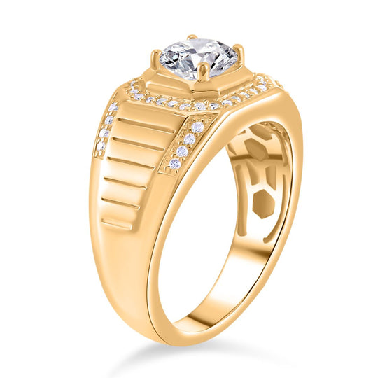 Moissanit Ring 925 Silber Gelbgold Vermeil (Größe 17.00) ca. 1,22 ct
