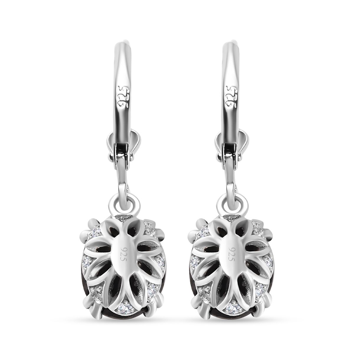 Elite Shungit, Weißer Zirkon Ohrringe 925 Silber rhodiniert ca. 3.36 ct