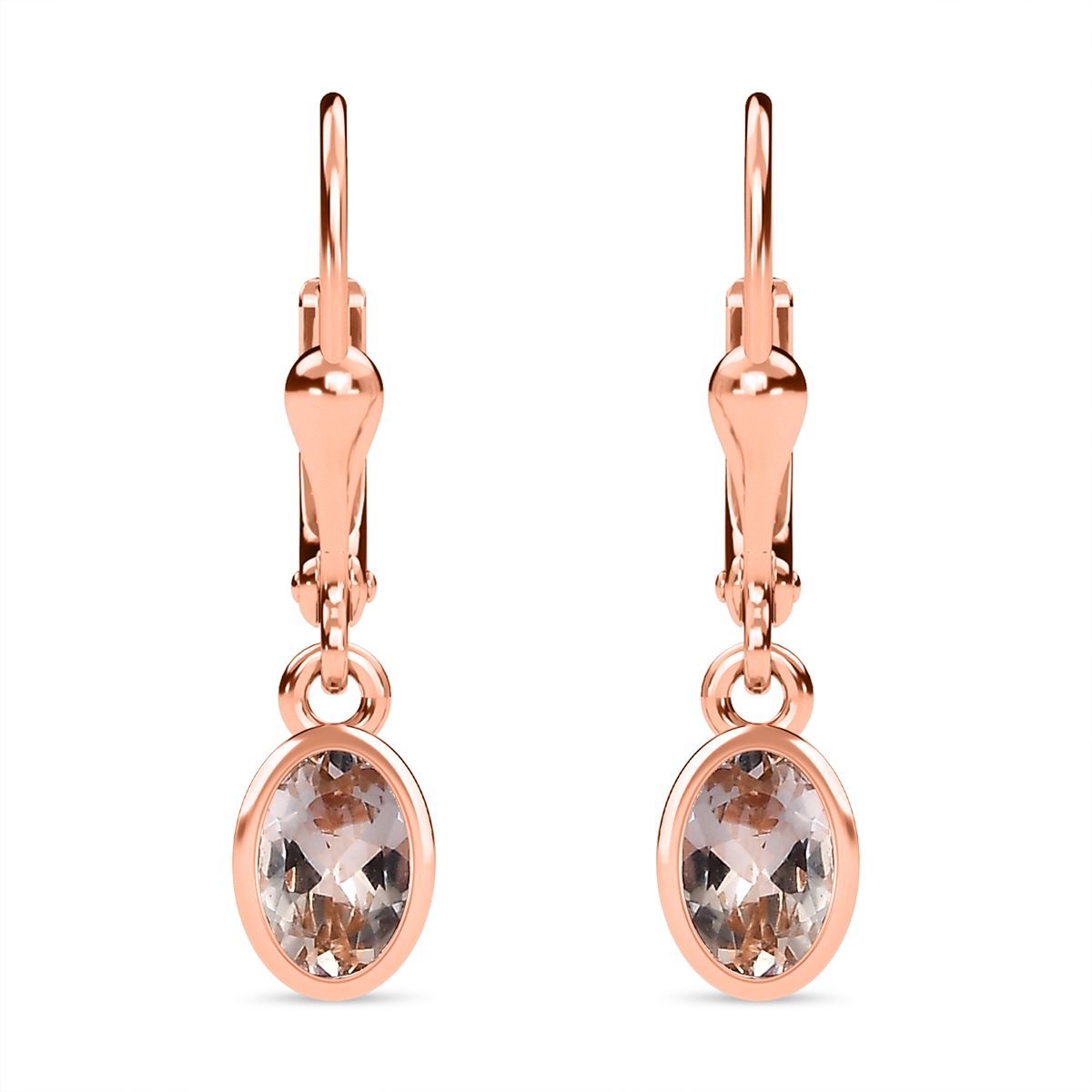 AA Morganit Ohrringe 925 Silber 750 Roségold Vermeil ca. 0,91 ct.