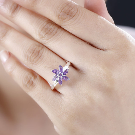 Afrikanischer Amethyst Ring 925 Silber ca. 0,89 ct