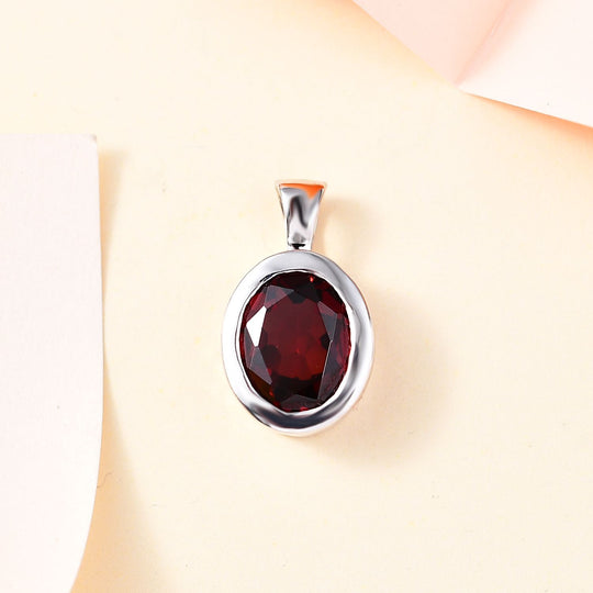 Mosambik Granat Anhänger 925 Silber rhodiniert ca. 2,95 ct.