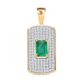 Smaragd-Quarz Triplette, Weißer Zirkon Anhänger 925 Silber Gelbgold Vermeil ca. 2.30 ct
