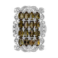 Gelber Turmalin, Weißer Zirkon Ring 925 Silber rhodiniert (Größe 18.00) ca. 3,39 ct