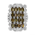 Gelber Turmalin, Weißer Zirkon Ring 925 Silber rhodiniert (Größe 19.00) ca. 3,39 ct