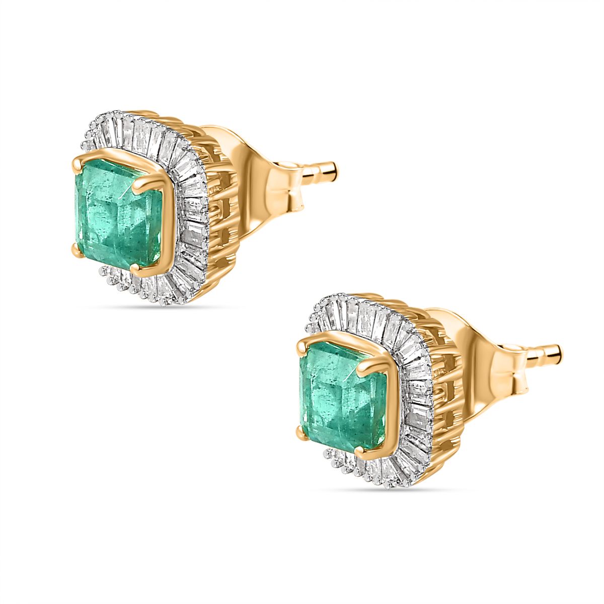 AAA Gemfields Kagem Sambischer Smaragd, Weißer Diamant Ohrringe 375 Gold ca. 1.67 ct