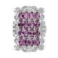 Rosa Turmalin, Weißer Zirkon Ring 925 Silber rhodiniert (Größe 17.00) ca. 3,85 ct