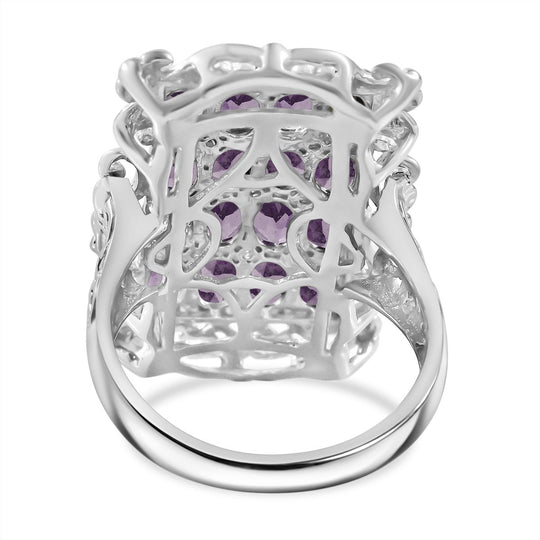 Rosa Turmalin, Weißer Zirkon Ring 925 Silber rhodiniert ca. 3,85 ct