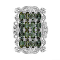 Grüner Turmalin, Weißer Zirkon Ring 925 Silber rhodiniert (Größe 20.00) ca. 3,70 ct