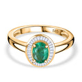 AAAA Kagem Sambischer Smaragd, Weißer Diamant Ring 585 Gold (Größe 21.00) ca. 0,88 ct