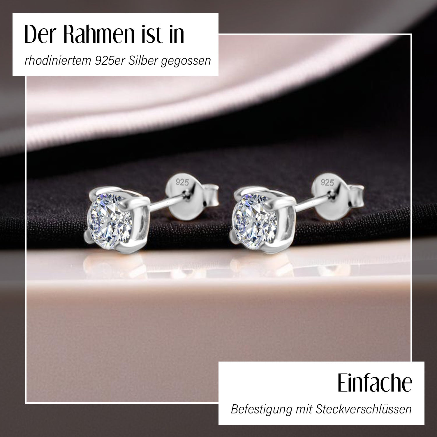 Moissanit Ohrringe 925 Silber rhodiniert ca. 1.49 ct