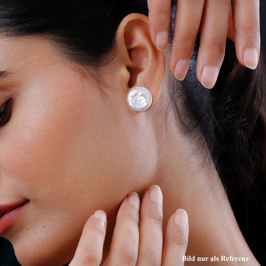 Lila Keshi Perle Ohrringe 925 Silber vergoldet