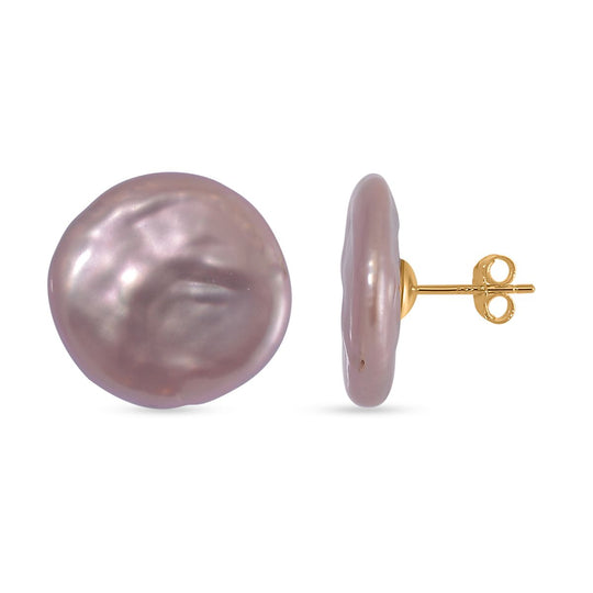 Lila Keshi Perle Ohrringe 925 Silber vergoldet