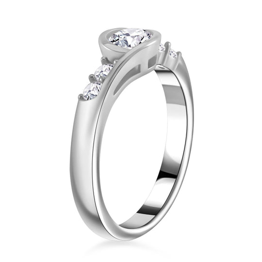 Moissanit Ring, 925 Silber Gelbgold Vermeil (Größe 21.00) ca. 0.74 ct