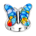 Mehrfarbiges Murano-Stil Glas Ring 316L Edelstahl (Größe 16.00)