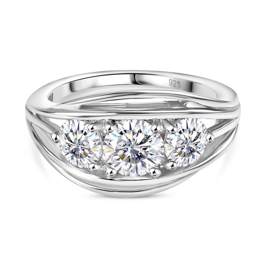 Moissanit Ring 925 Silber rhodiniert (Größe 17.00) ca. 1,64 ct