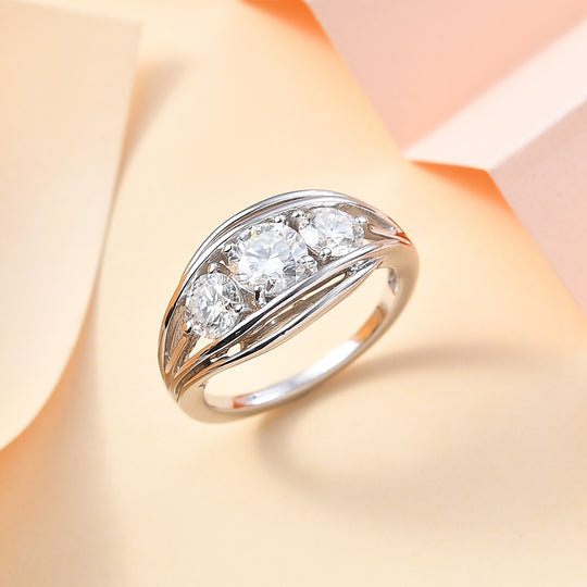 Moissanit Ring 925 Silber rhodiniert (Größe 17.00) ca. 1,64 ct