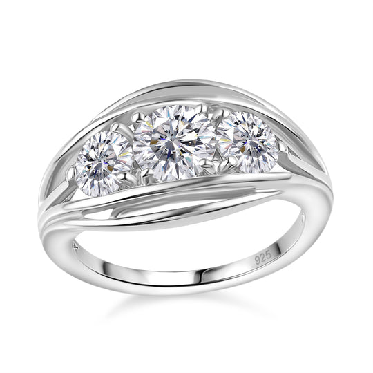 Moissanit Ring 925 Silber rhodiniert (Größe 17.00) ca. 1,64 ct