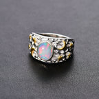 AA Natürlicher, äthiopischer Welo Opal Ring 925 Silber rhodiniert (Größe 17.00) ca. 1,23 ct
