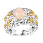 AA Natürlicher, äthiopischer Welo Opal Ring 925 Silber rhodiniert (Größe 17.00) ca. 1,23 ct