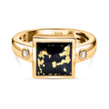 Tucson Exklusive- Goldenite, Weißer Zirkon Ring 925 Silber 750 Gelbgold Vermeil (Größe 16.00) ca. 2.62 ct