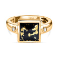 Tucson Exklusive- Goldenite, Weißer Zirkon Ring 925 Silber 750 Gelbgold Vermeil (Größe 16.00) ca. 2.62 ct